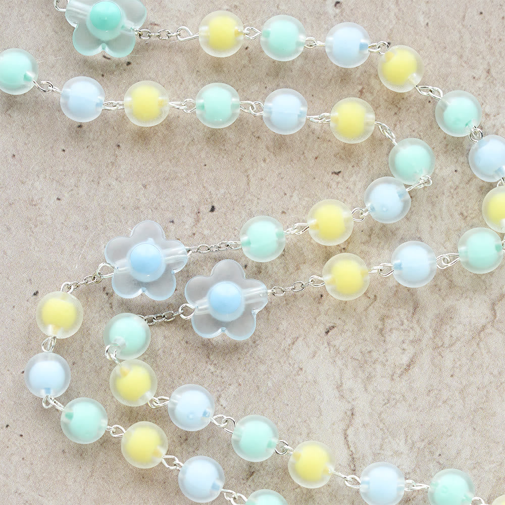 Christianartworkshop Pastel Floral Easter Rosary with Jesus Heart Medal: Prayer Beads for Spring Gift - image 9