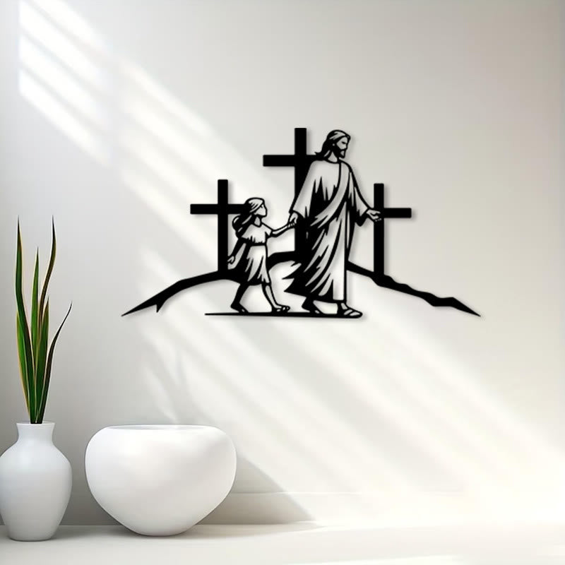 Christianartworkshop Cross & Guidance Metal Wall Decor: Divine Companionship Token - image 1