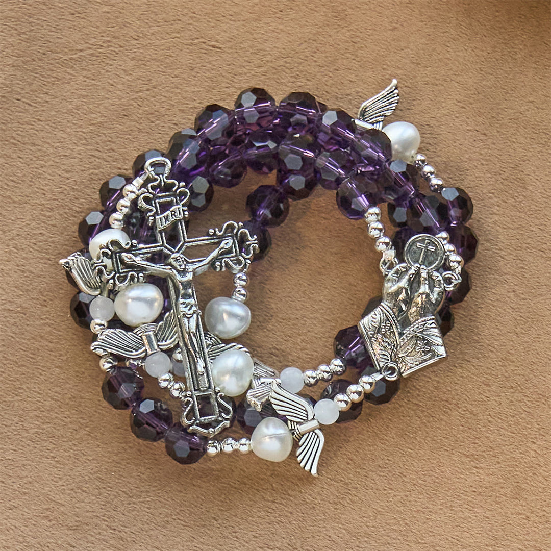 Christianartworkshop Angel-Wreathed Purple Rosary: Let Angels Weave Grace Into Your Prayers - image 6