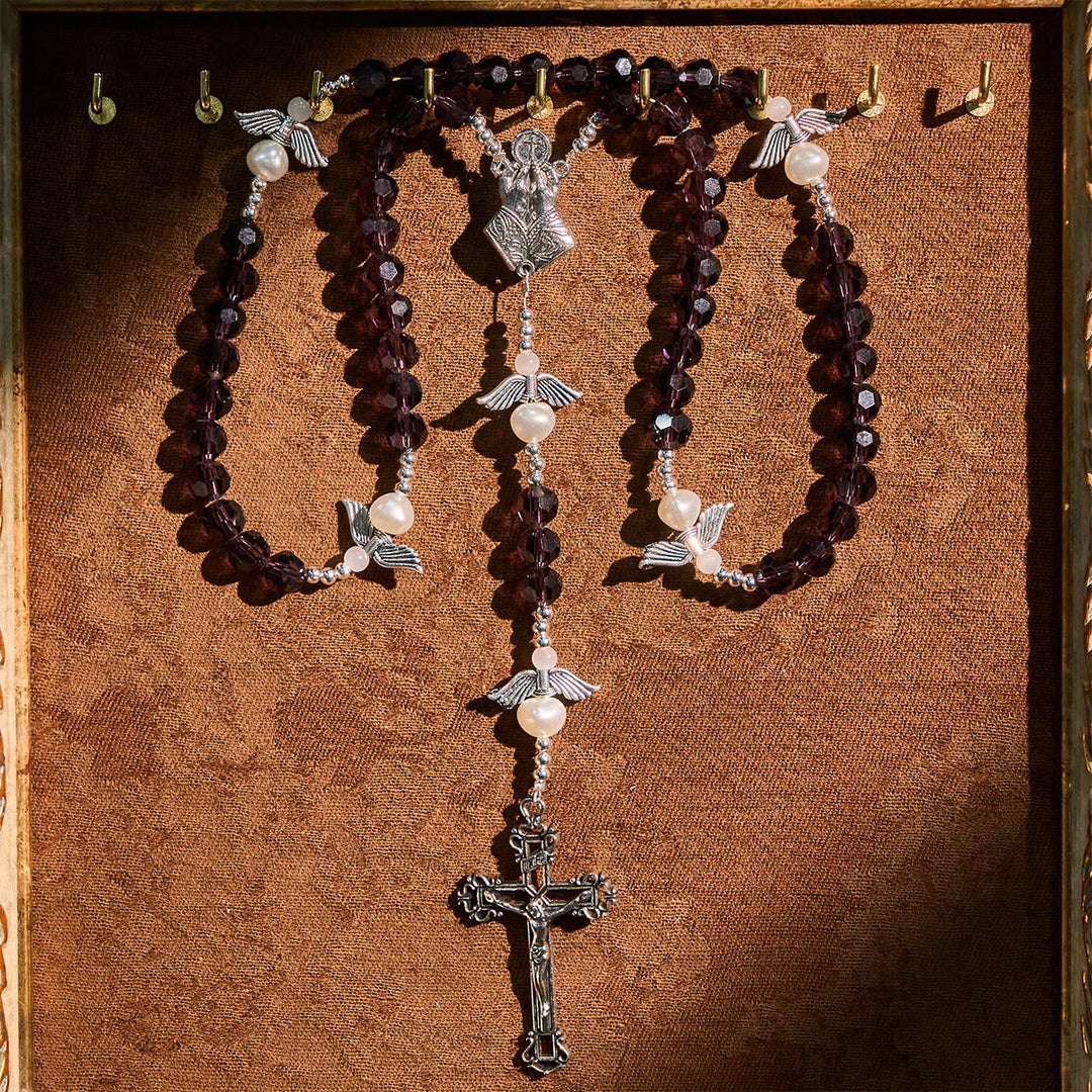 Christianartworkshop Angel-Wreathed Purple Rosary: Let Angels Weave Grace Into Your Prayers - image 2