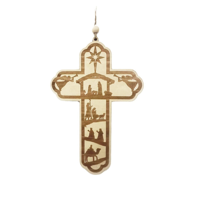 Christianartworkshop Guiding Star Nativity Cross Ornament: Tactile Faith Reminder for Trees - image 3
