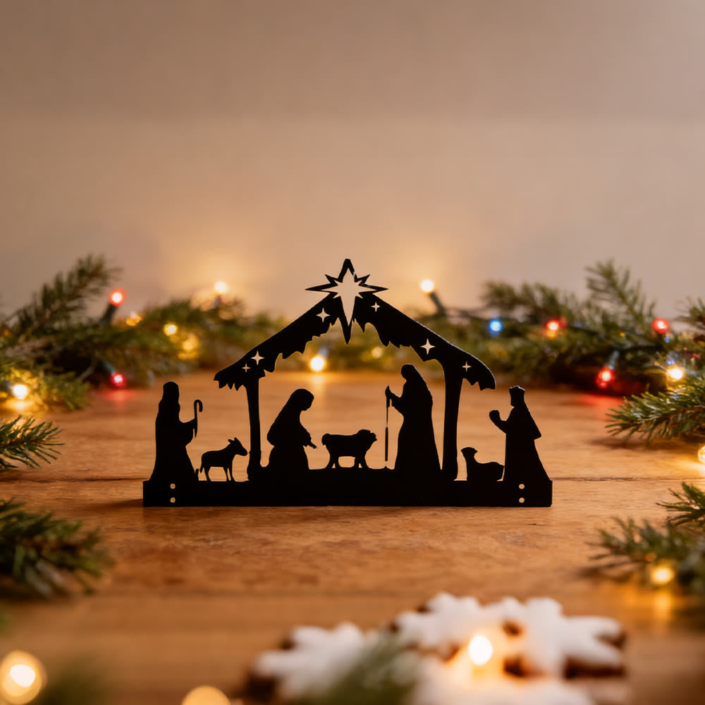 Christianartworkshop Iron Nativity Silhouette: Small Daily Faith Token for Shelves - image 2