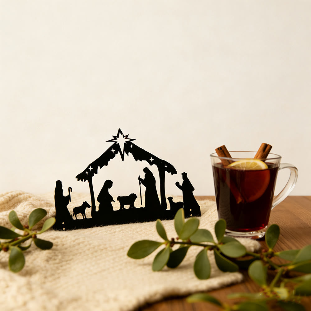 Christianartworkshop Iron Nativity Silhouette: Small Daily Faith Token for Shelves - image 3