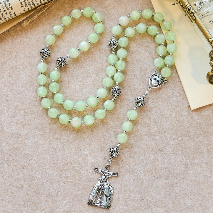 Christianartworkshop Green-to-Red UV Changing Rosary: Starlight Beads & Devotional Christ Cross - image 6