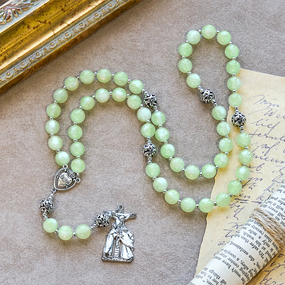 Christianartworkshop Green-to-Red UV Changing Rosary: Starlight Beads & Devotional Christ Cross - image 1