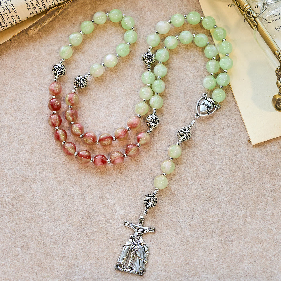 Christianartworkshop Green-to-Red UV Changing Rosary: Starlight Beads & Devotional Christ Cross - image 2