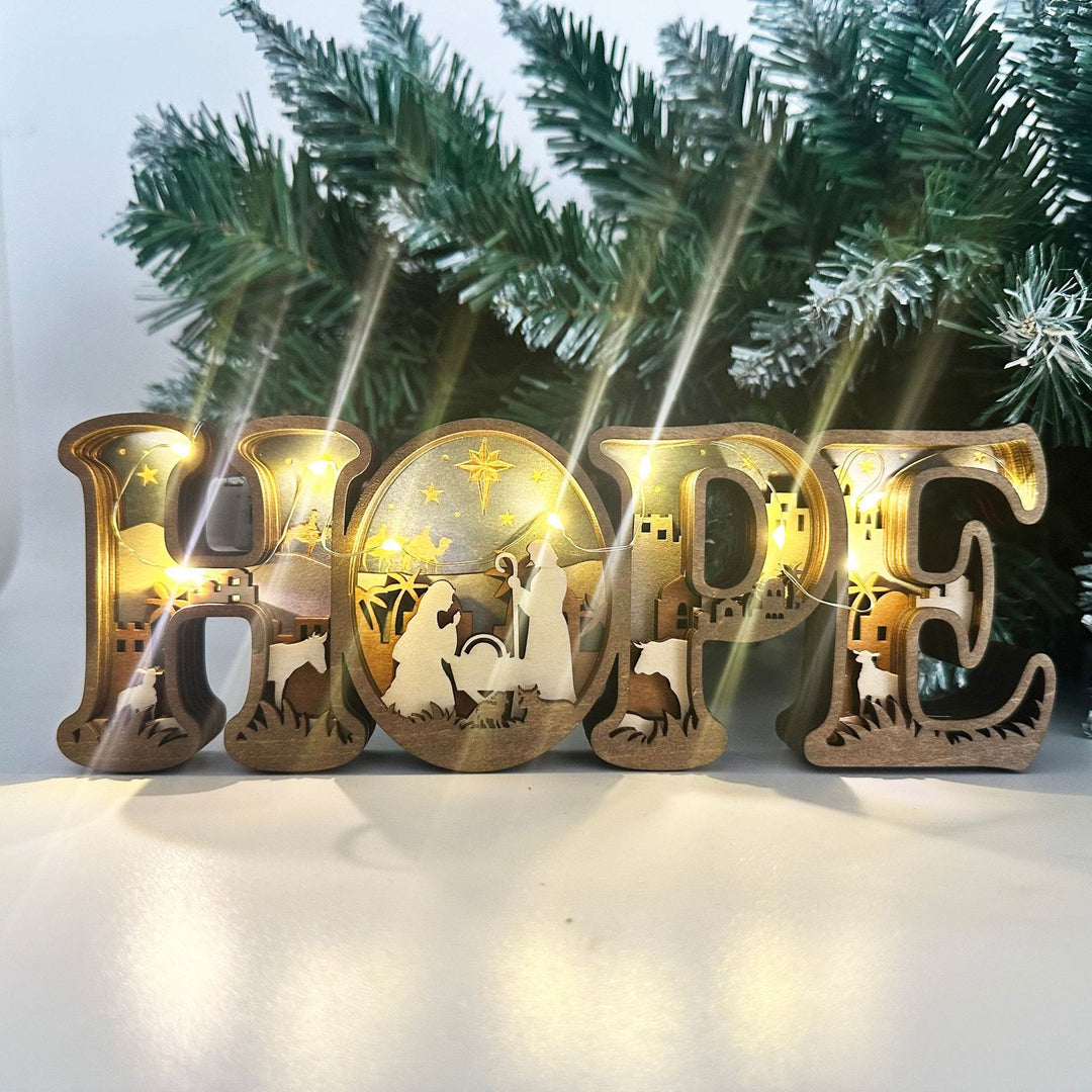 Christianartworkshop Glowing "HOPE" Nativity: Tactile Faith Reminder for Mantels - With Light - image 0