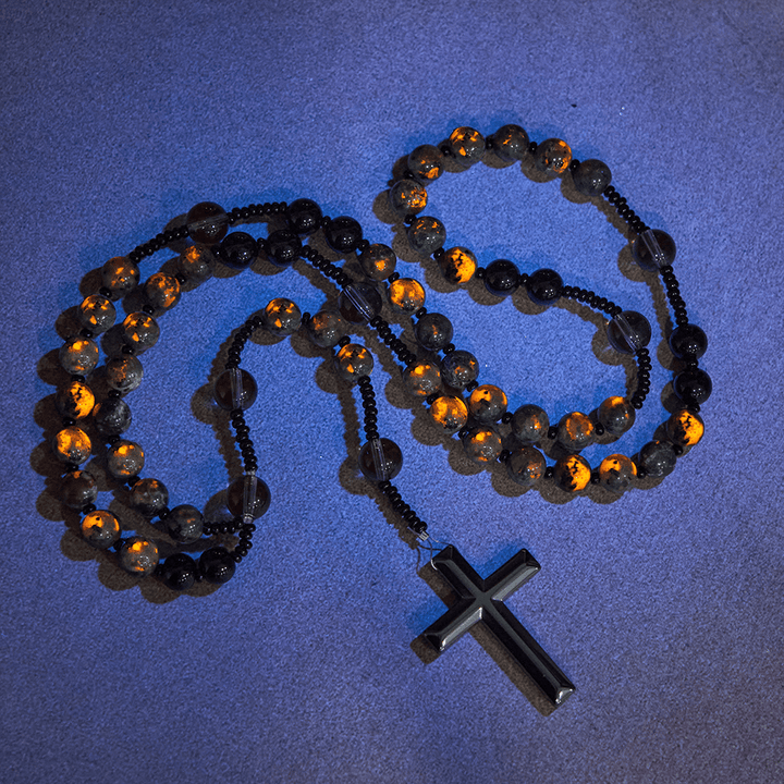 Christianartworkshop Color-Shifting Luminous Flame Stone Beads Rosary with Cross - image 2
