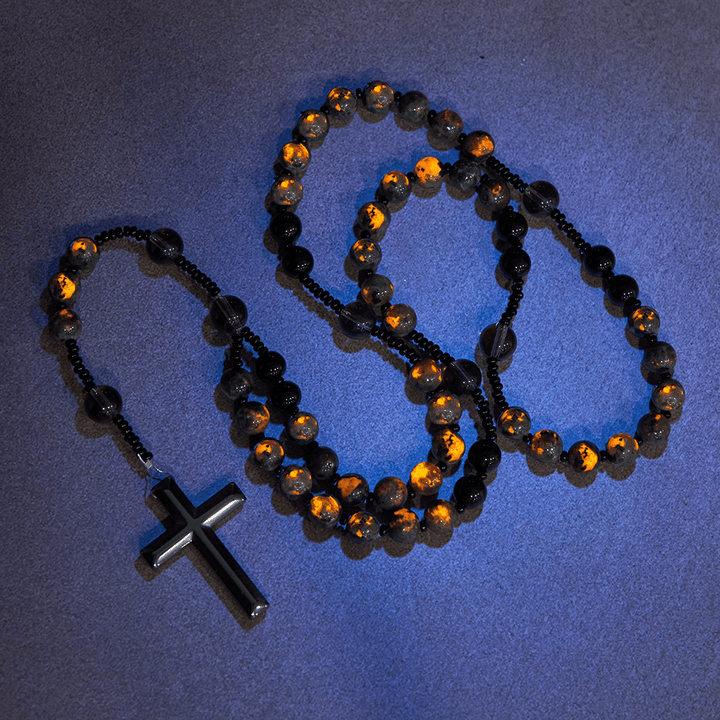 Christianartworkshop Color-Shifting Luminous Flame Stone Beads Rosary with Cross - image 4
