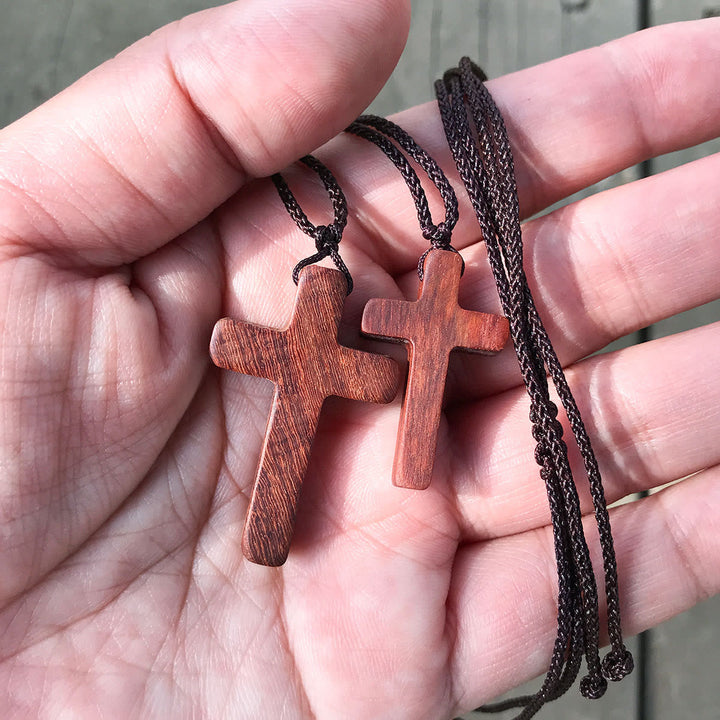 Christianartworkshop Handcrafted Red Sandalwood Cross Necklace — Simple Devotion, Everyday Wear - image 1