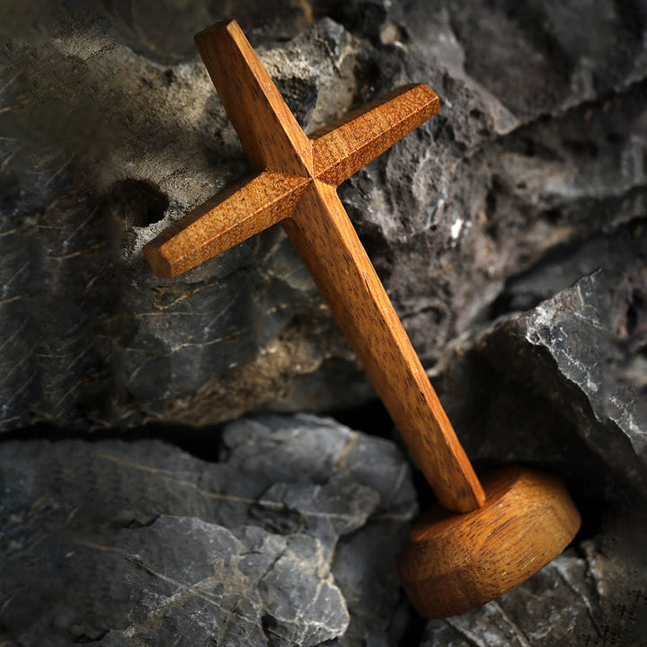 Christianartworkshop Rustic-Modern Merbau Cross on Stand — A Quiet Symbol of Blessing - image 0