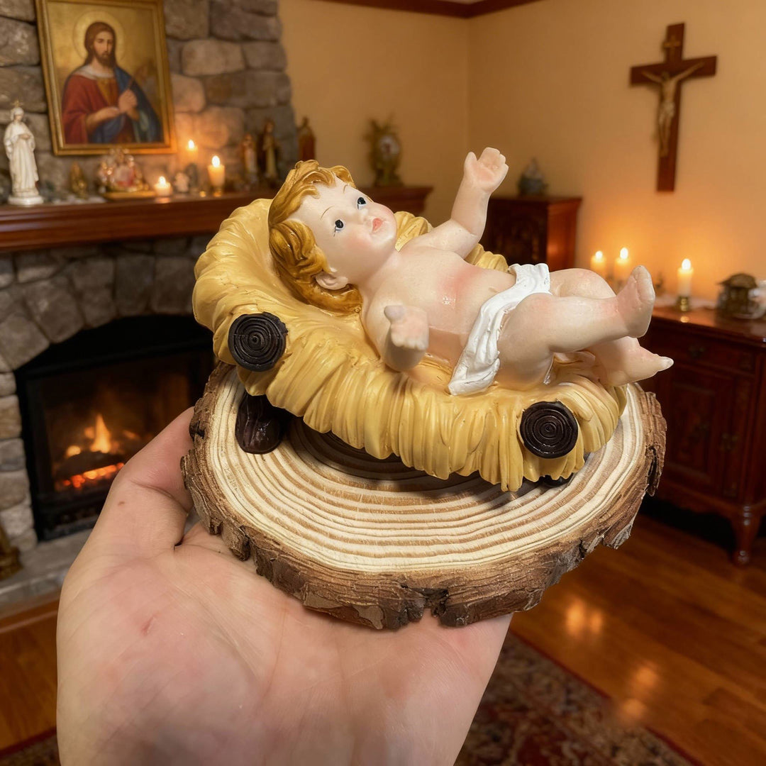 Christianartworkshop Nativity Infant Trio Ornament: Hand-Painted Manger Figures for Home Altars - image 3