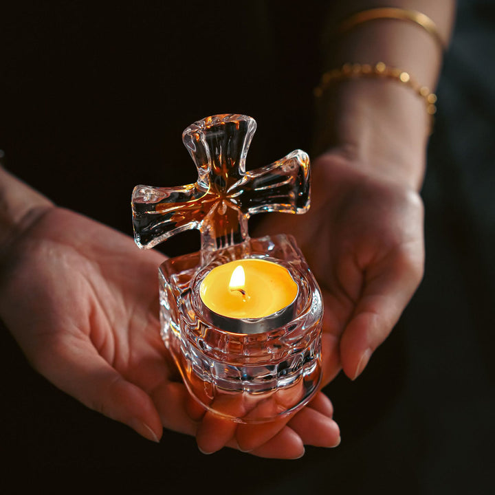 Christianartworkshop Glass Cross Candleholder: Prayerful Glow for Home & Altar - image 1