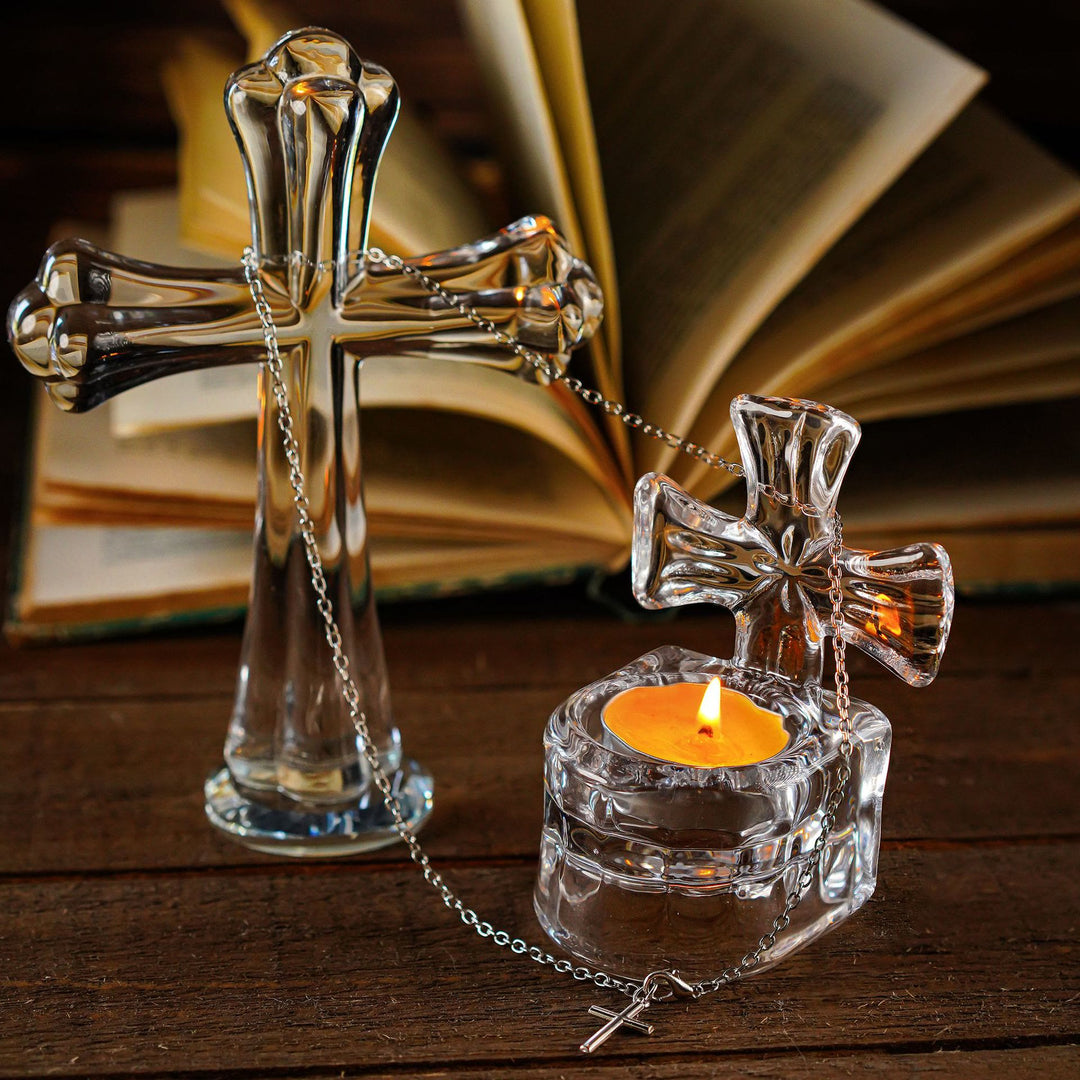 Christianartworkshop Glass Cross Candleholder: Prayerful Glow for Home & Altar - image 2