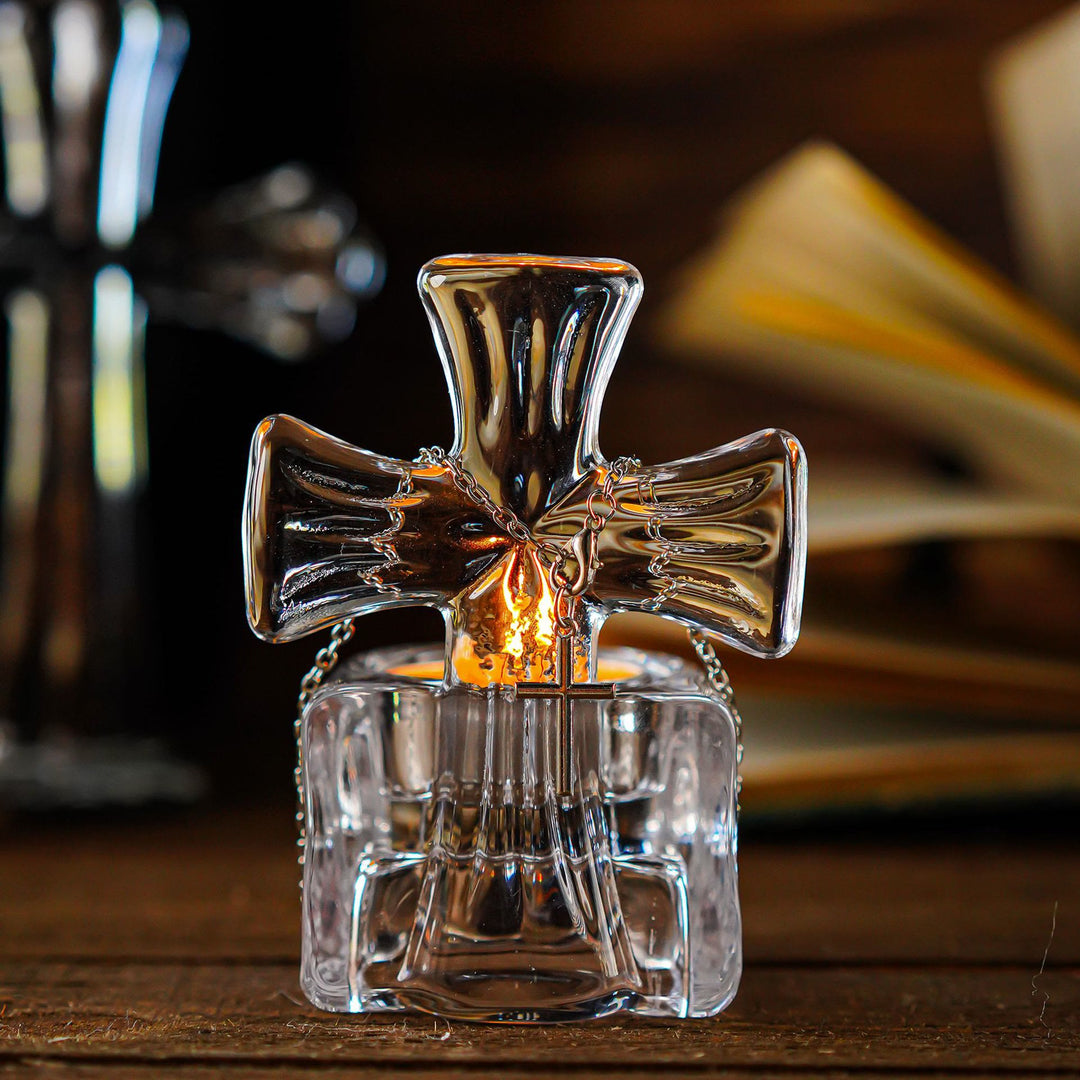 Christianartworkshop Glass Cross Candleholder: Prayerful Glow for Home & Altar - image 5