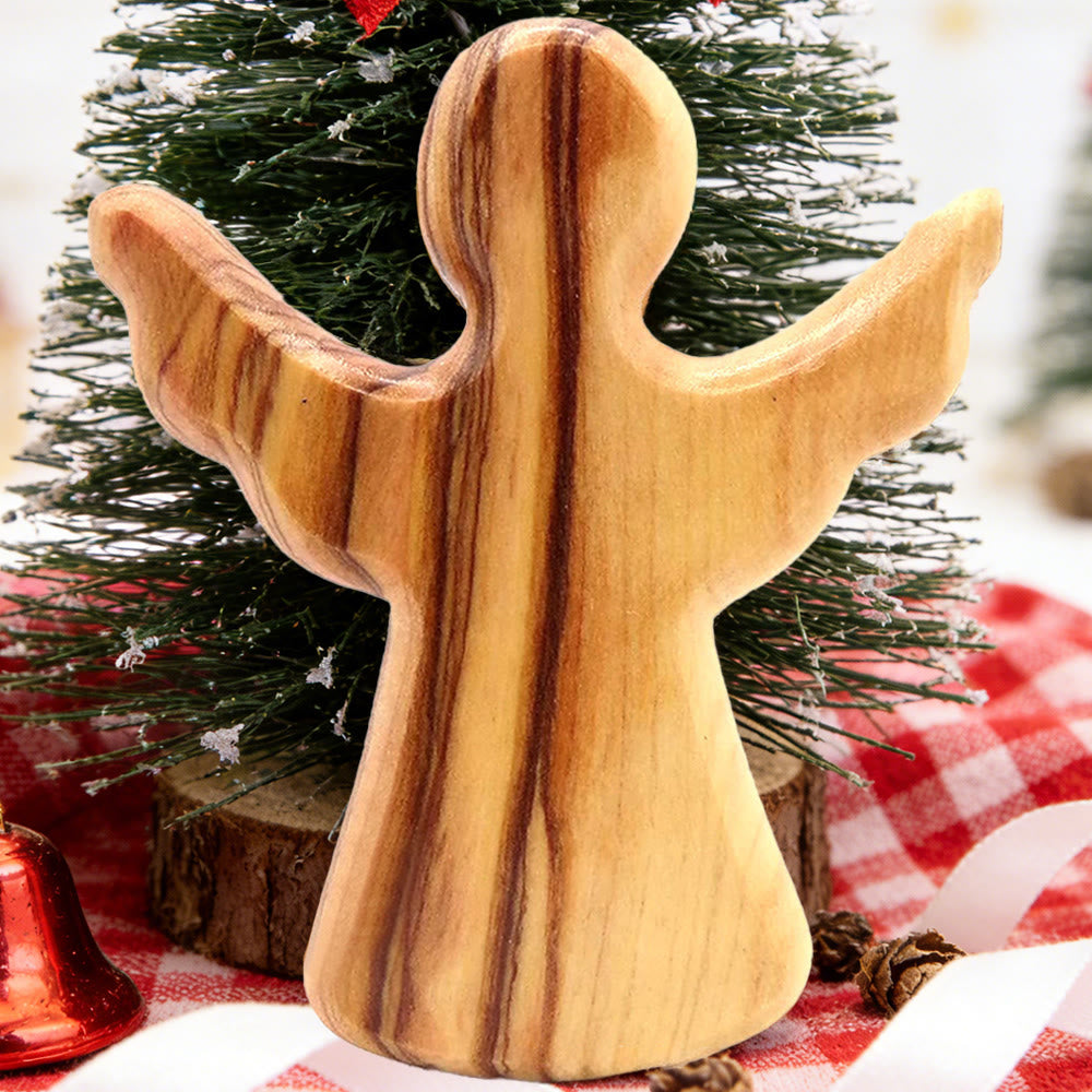 Christianartworkshop Olive & Walnut Angel Keepsake: Customized Grace Token - Olive Wood B - image 5