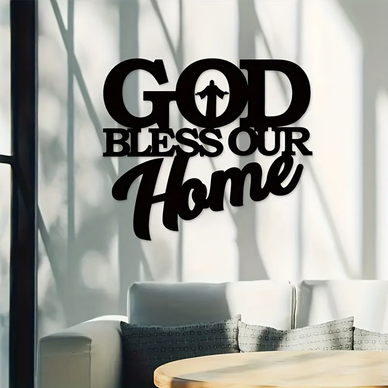 Christianartworkshop God Bless Our Home Metal Wall Art: Stylish Faith Token for Home Decor - image 0