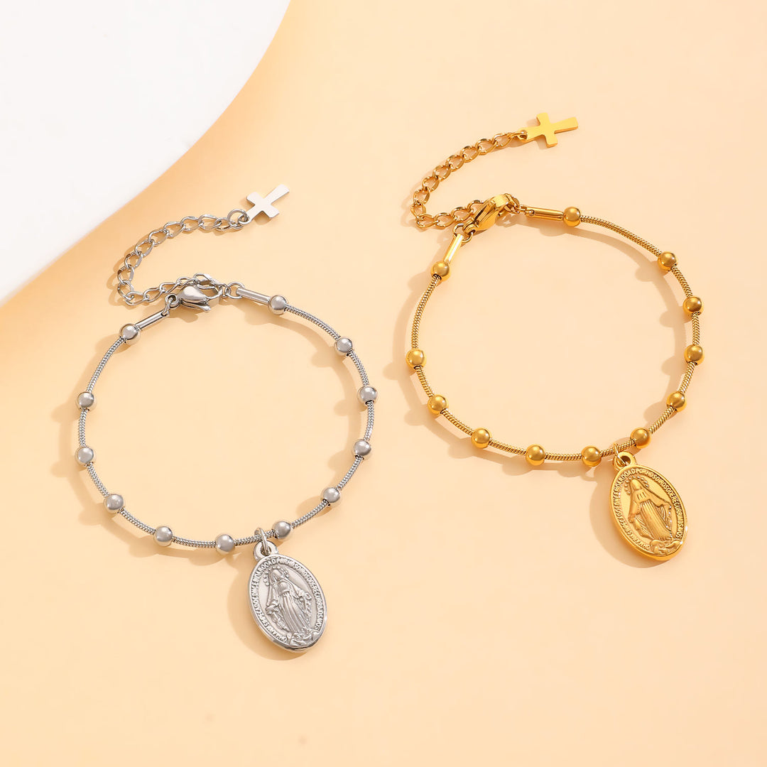 Christianartworkshop Our Lady Medal with Cross Accent Bracelet: Faith & Care Reminder for Daily Wear - image 1