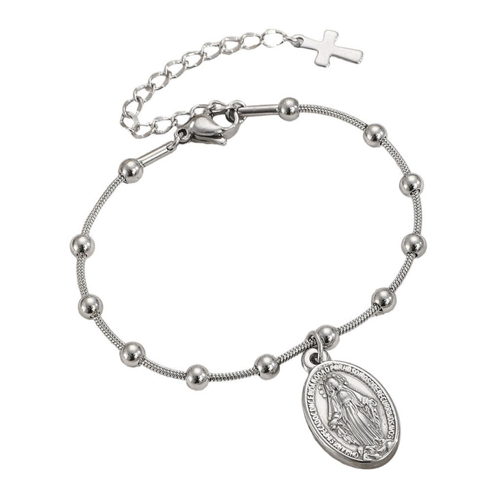 Christianartworkshop Our Lady Medal with Cross Accent Bracelet: Faith & Care Reminder for Daily Wear - Silver - image 5