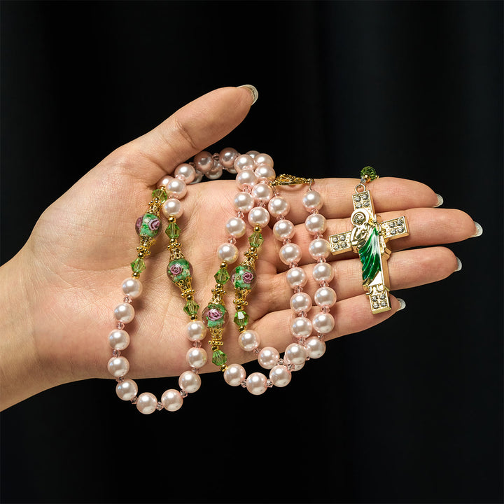 Christianartworkshop Heavenly Pink Beads St. Jude Devotion Rosary with Floral Beads of Sacred Grace - image 10