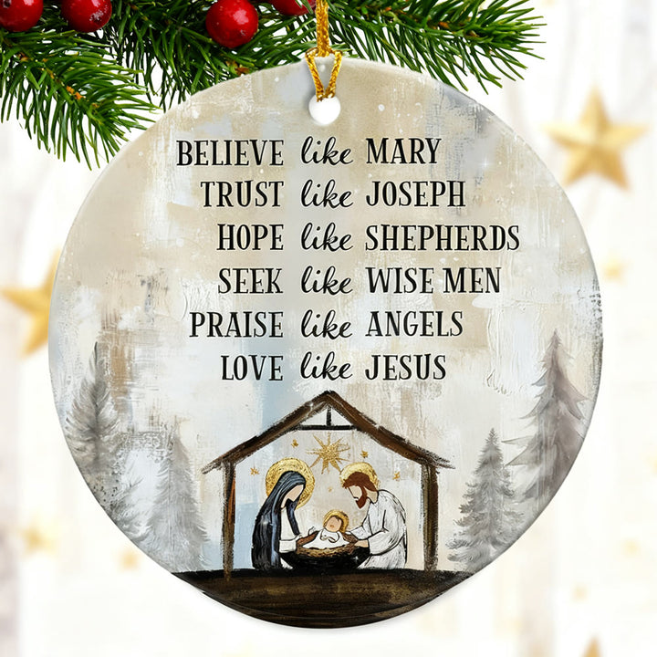 Christianartworkshop Nativity Virtue Phrase Ornament: Stylish Faith Token for Holiday Decor - image 4