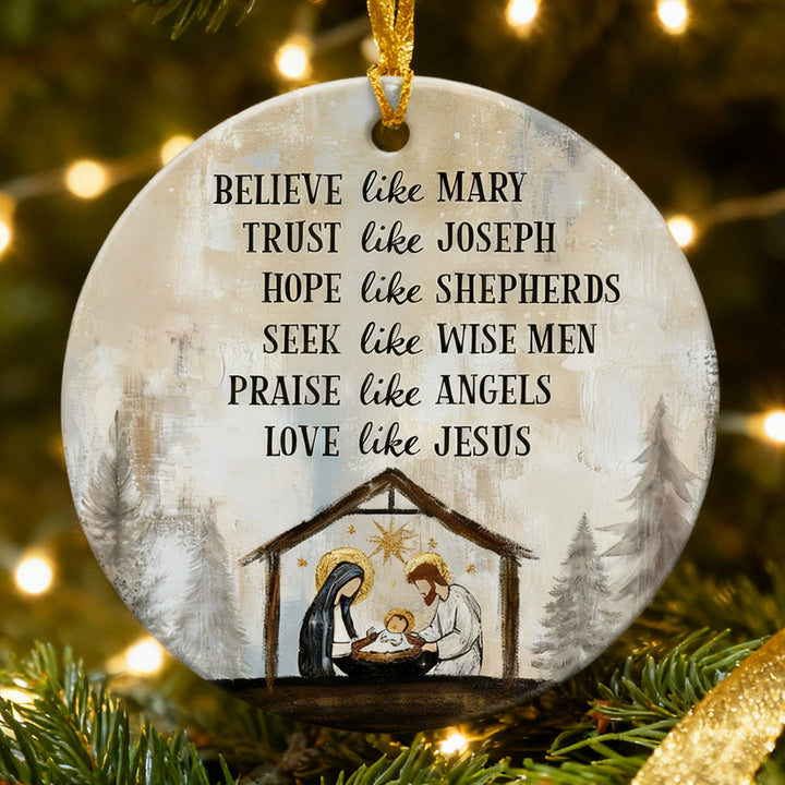 Christianartworkshop Nativity Virtue Phrase Ornament: Stylish Faith Token for Holiday Decor - image 3