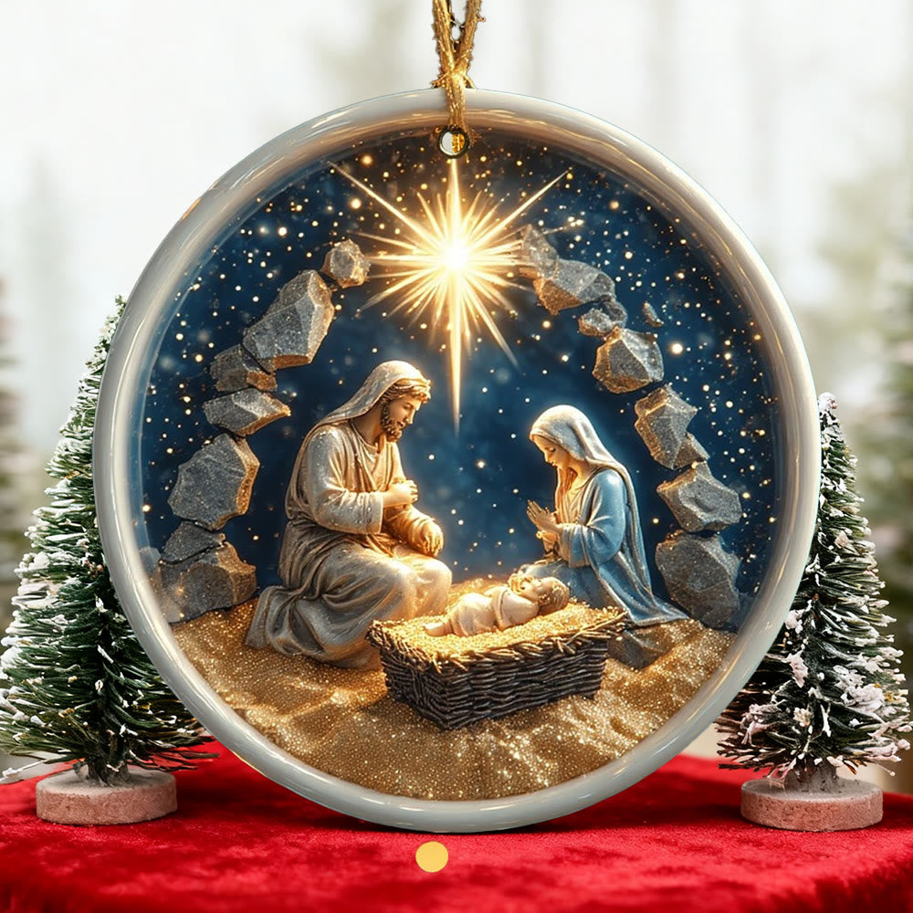Christianartworkshop Textured Nativity Ornament: Tactile Faith Reminder for Tree Displays - image 4