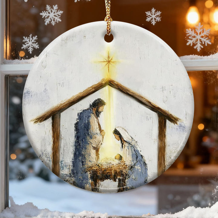 Christianartworkshop Warm Nativity Stable Ornament: Faith & Comfort Reminder for Christmas Trees - image 2