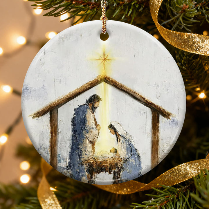 Christianartworkshop Warm Nativity Stable Ornament: Faith & Comfort Reminder for Christmas Trees - A - Acrylic - image 0