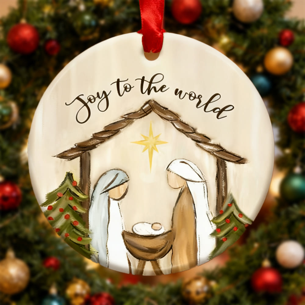 Christianartworkshop Joy to the World Nativity Ornament: Faith & Cheer Reminder for Christmas Trees - image 2