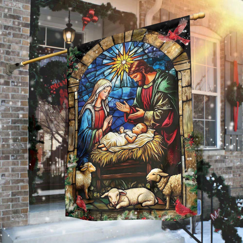 Christianartworkshop Nativity & Sheep Garden Flag: Gentle Grace Token for Holiday Yards - image 2