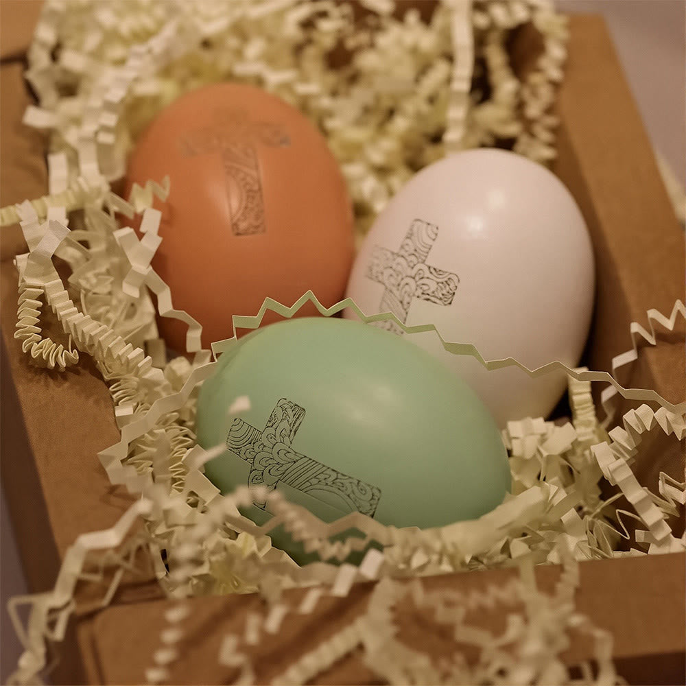 Christianartworkshop Cross Motif Easter Egg Decor: Faith & Hope Reminder for Spaces - Set of 3 - image 0