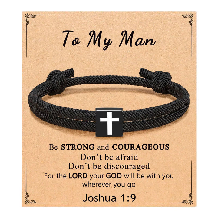 Christianartworkshop Milano Rope Cross Bracelet with Gift Card: Thoughtful Blessing for Baptism & Milestones - To My Man - image 20