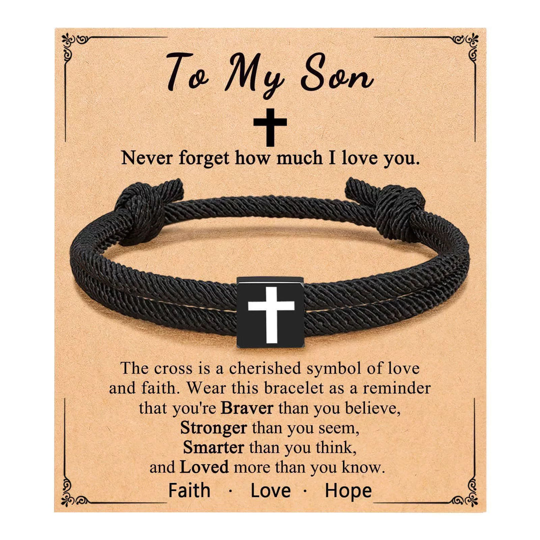 Christianartworkshop Milano Rope Cross Bracelet with Gift Card: Thoughtful Blessing for Baptism & Milestones - To My Son - image 17