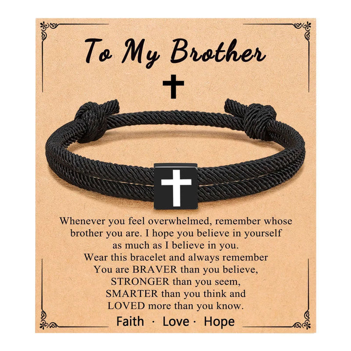 Christianartworkshop Milano Rope Cross Bracelet with Gift Card: Thoughtful Blessing for Baptism & Milestones - To My Brother - image 19