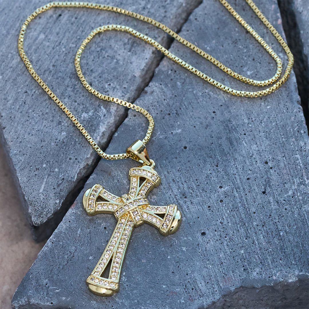 Christianartworkshop Copper Zircon Cross with Knot Necklace: Faith & Radiance Reminder for Daily Wear - image 2