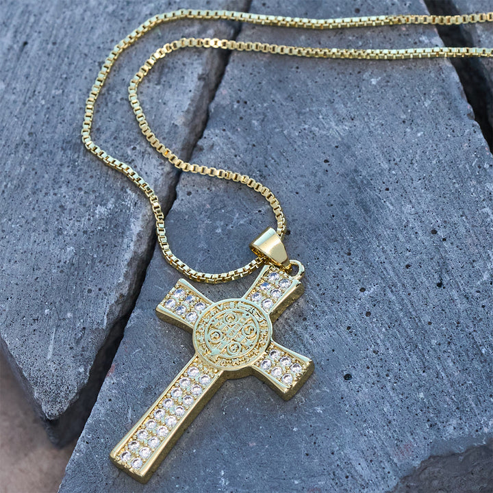 Christianartworkshop St. Benedict Emblem Series Cross Necklace: Faith & Grace Reminder for Daily Wear - St. Benedict Emblem - image 0