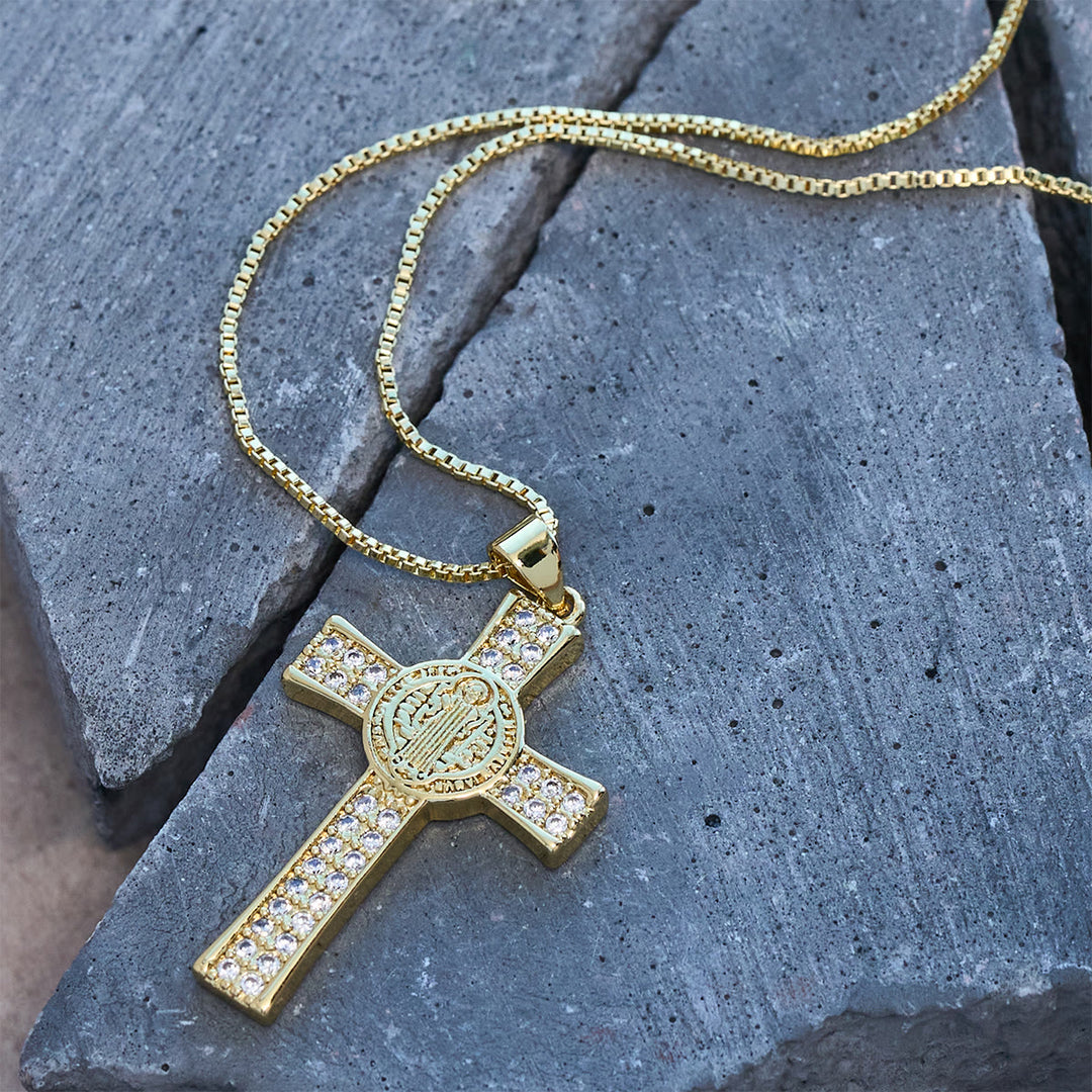 Christianartworkshop St. Benedict Emblem Series Cross Necklace: Faith & Grace Reminder for Daily Wear - St. Benedict Figure - image 4