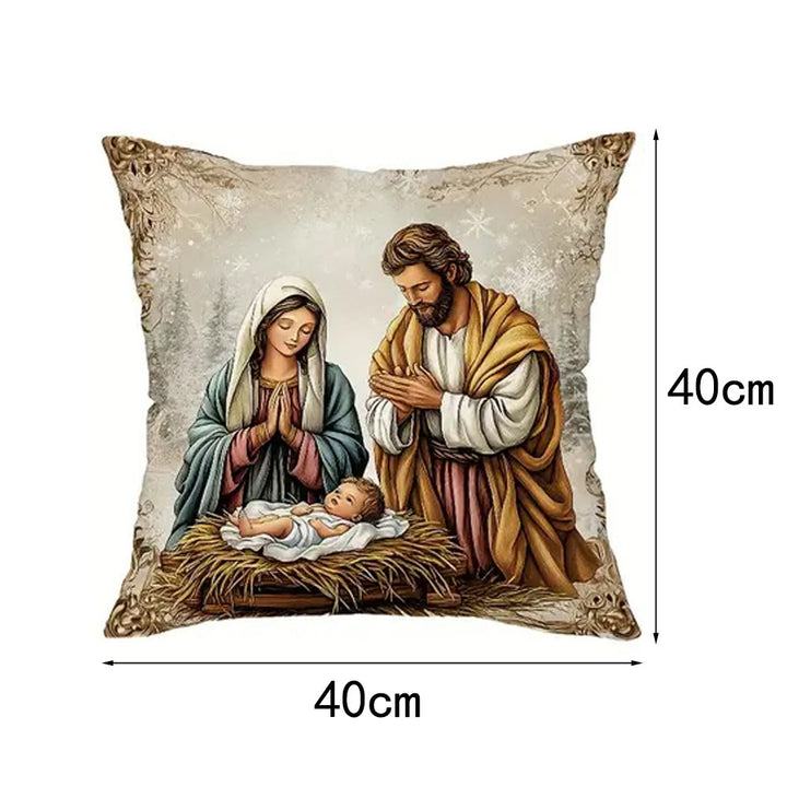 Christianartworkshop Nativity Themed Pillow of 4: Quiet Companion for Living Areas - C - 15.7''*15.7''/40*40cm - image 12