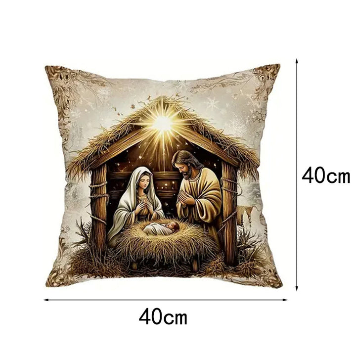 Christianartworkshop Nativity Themed Pillow of 4: Quiet Companion for Living Areas - B - 15.7''*15.7''/40*40cm - image 9
