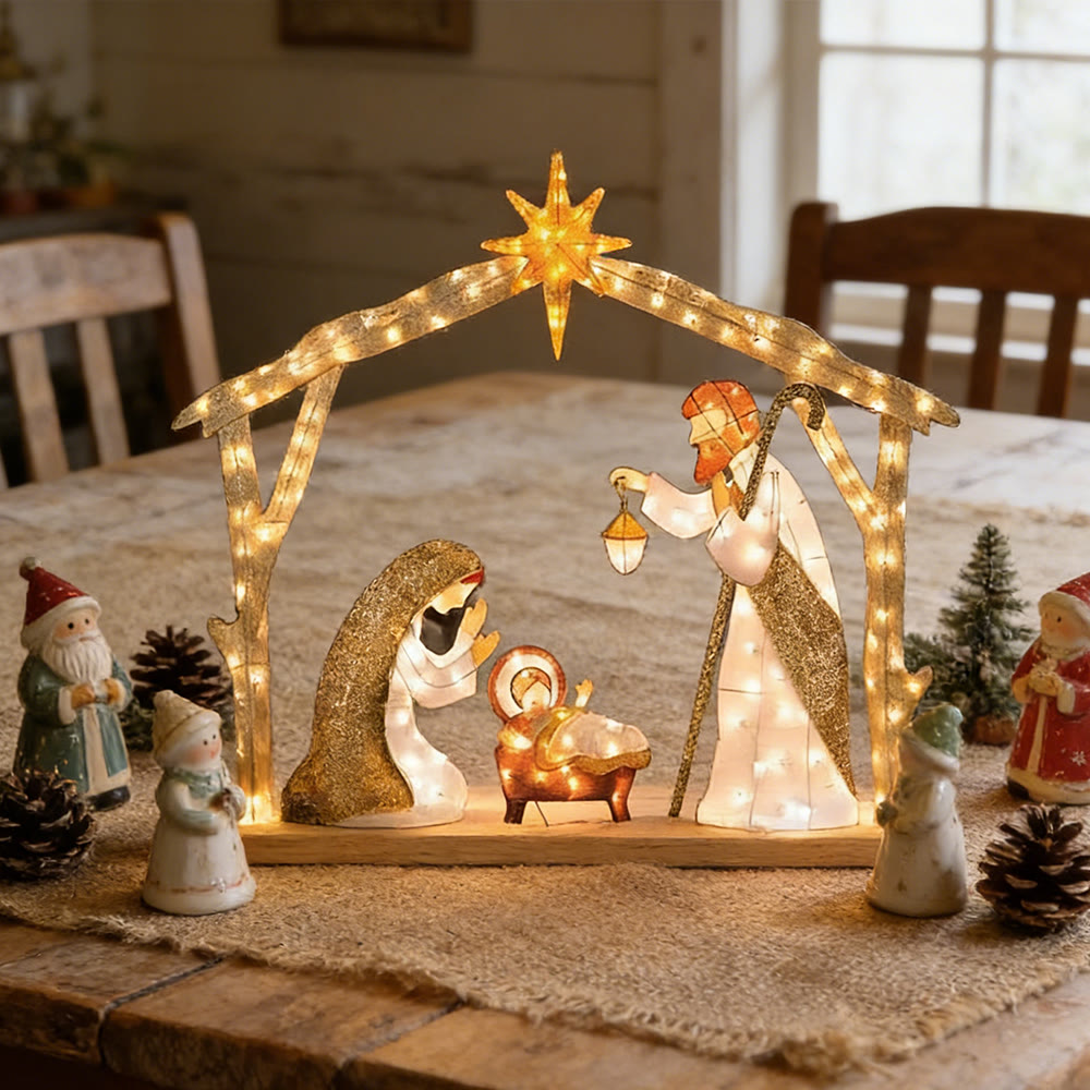 Christianartworkshop Illuminated Nativity Scene: A Glowing Tribute to Christmas Faith & Wonder - image 4