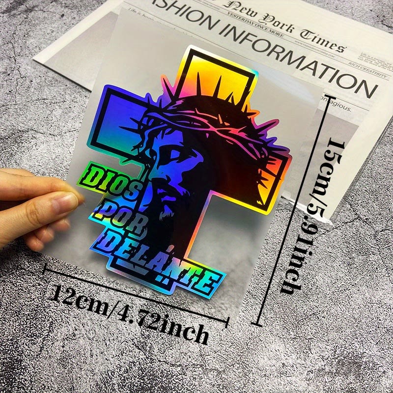 Christianartworkshop Holographic Devotion Car Sticker: Faith & Vibrance Reminder for Daily Items - image 3