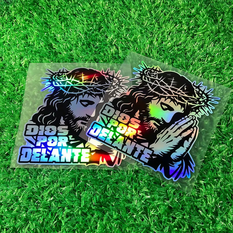 Christianartworkshop Holographic Devotion Car Sticker: Faith & Vibrance Reminder for Daily Items - image 6