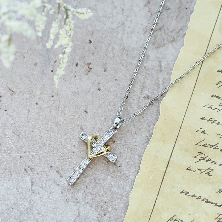 Christianartworkshop Dual - Tone Heart & Cross Necklace with Zircons: Fusion of Love and Faith - image 16