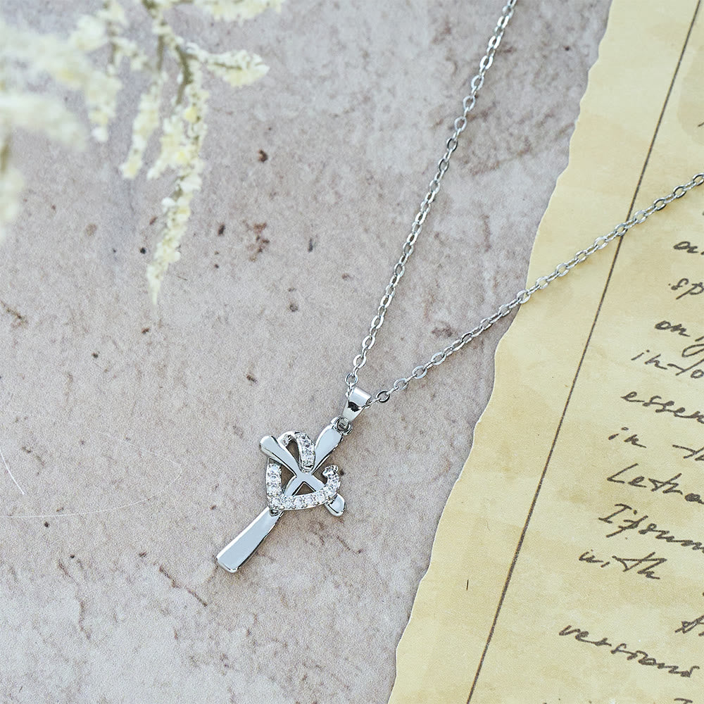 Christianartworkshop Dual - Tone Heart & Cross Necklace with Zircons: Fusion of Love and Faith - image 3