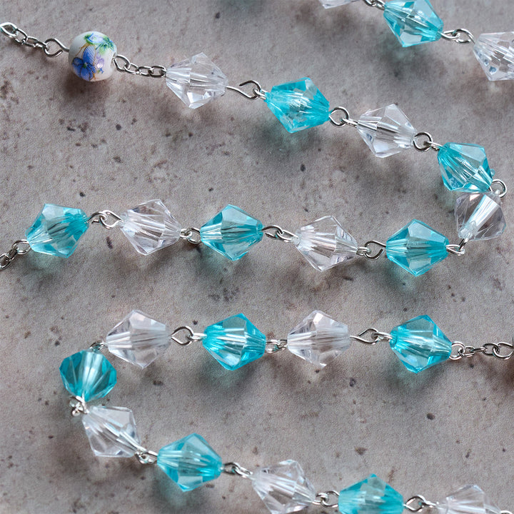 Christianartworkshop Blessed Aqua & White Devotion Rosary with Our Lady Heart Charm: Merge Light and Faith - image 6