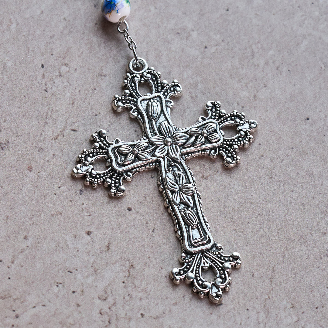 Christianartworkshop Blessed Aqua & White Devotion Rosary with Our Lady Heart Charm: Merge Light and Faith - image 7