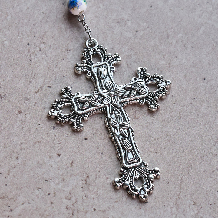 Christianartworkshop Blessed Aqua & White Devotion Rosary with Our Lady Heart Charm: Merge Light and Faith - image 7