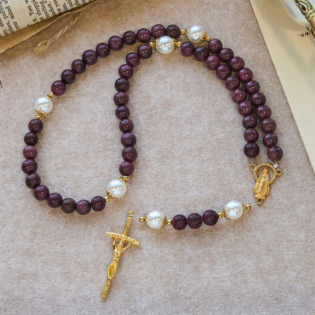 Christianartworkshop Elegant Perilla Wood Devotion Rosary with Our Lady & Crucifix - image 4