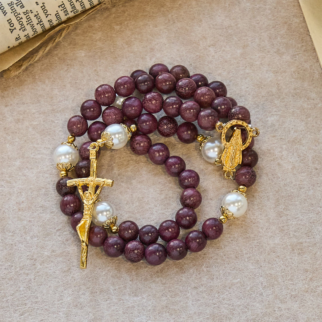 Christianartworkshop Elegant Perilla Wood Devotion Rosary with Our Lady & Crucifix - image 5